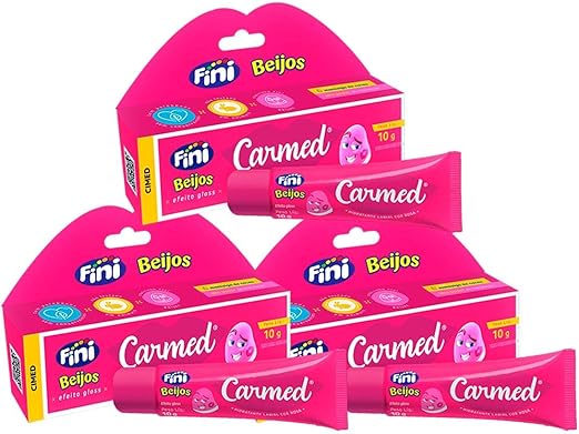 Kit 3 Unidades Hidratante Labial Carmed Fini Beijos com Cor Efeito Gloss 10g - Imagem 2