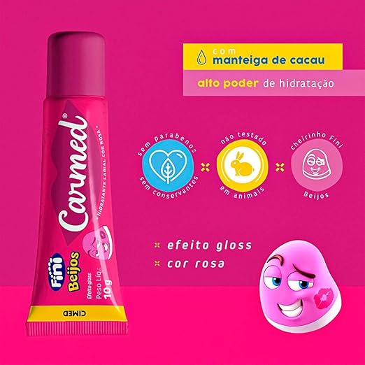 Kit 3 Unidades Hidratante Labial Carmed Fini Beijos com Cor Efeito Gloss 10g - Imagem 4