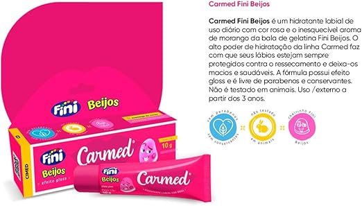Kit 3 Unidades Hidratante Labial Carmed Fini Beijos com Cor Efeito Gloss 10g - Imagem 5